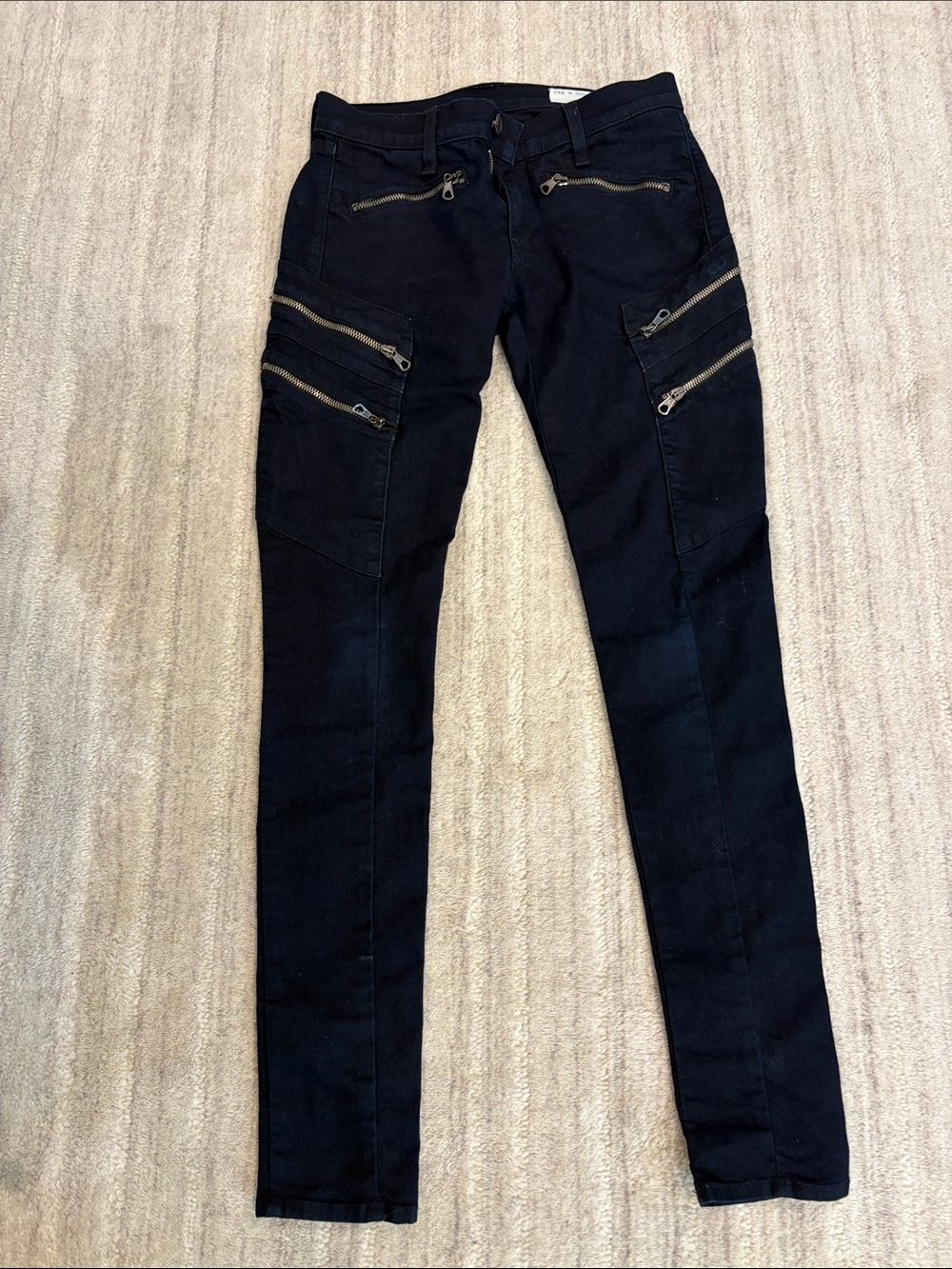Rag & Bone Black Skinny Moto Zip Pocket jeans